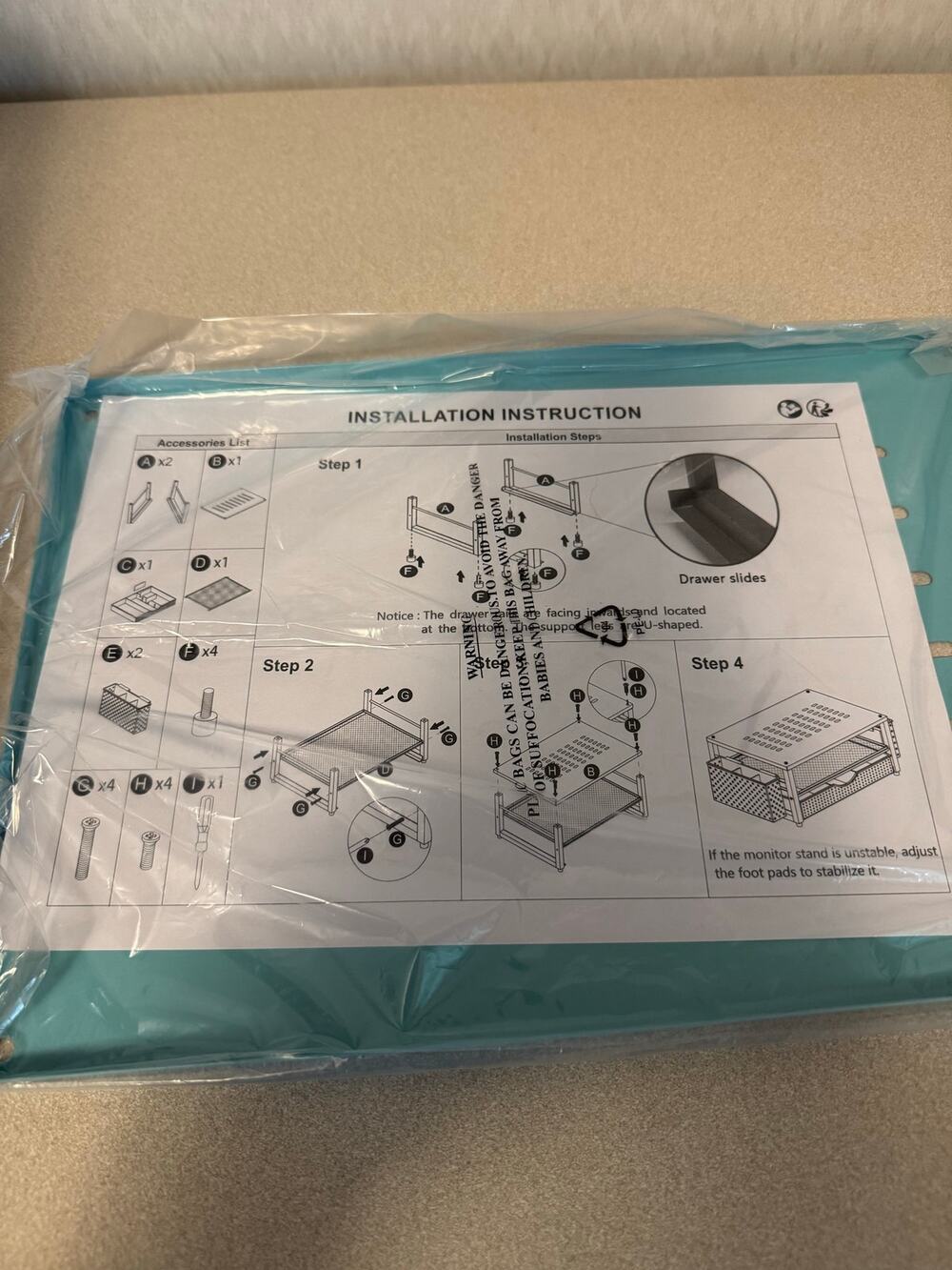 Computer Monitor Stand Riser FE OS-2 Ventilated Metal Desk Riser Teal 15x11